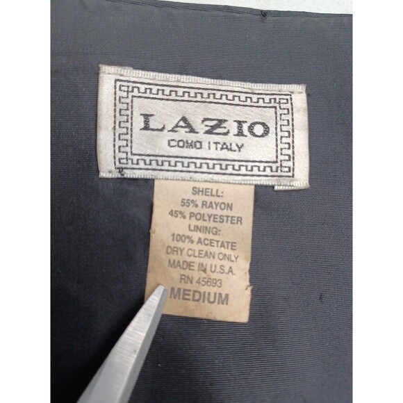 Vtg LAZIO COMO ITALY Classic Fit Vest Black Gold Argyle Diamon Pattern Sz M - Picture 9 of 9